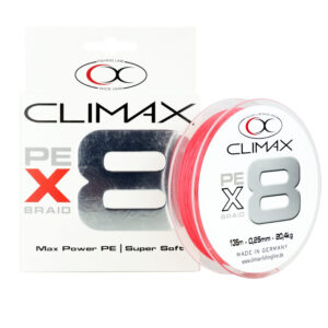 Climax X8 – 8-splotowa plecionka – czerwona o wysokiej widoczności