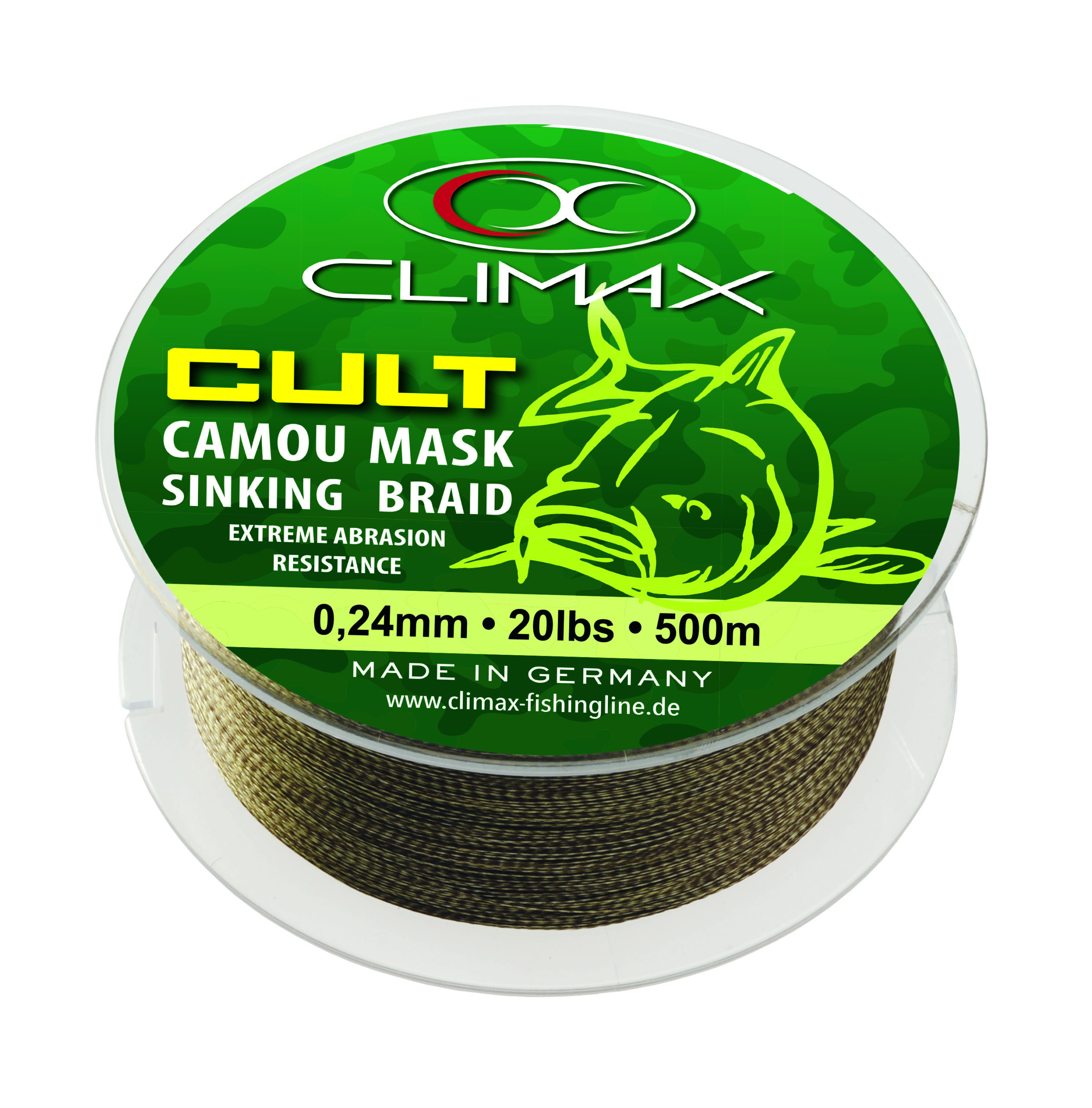 Climax CULT CARP Camou-Mask – tonąca plecionka karpiowa – kolor maskujący 500m