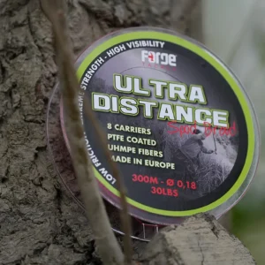 Forge Tackle Plecionka spodowa Ultra Distance – 0,18 mm / 30 lb / 300 m – czerwona
