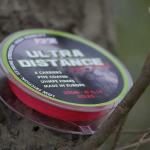 Forge Tackle Plecionka spodowa Ultra Distance – 0,18 mm / 30 lb / 300 m – czerwona